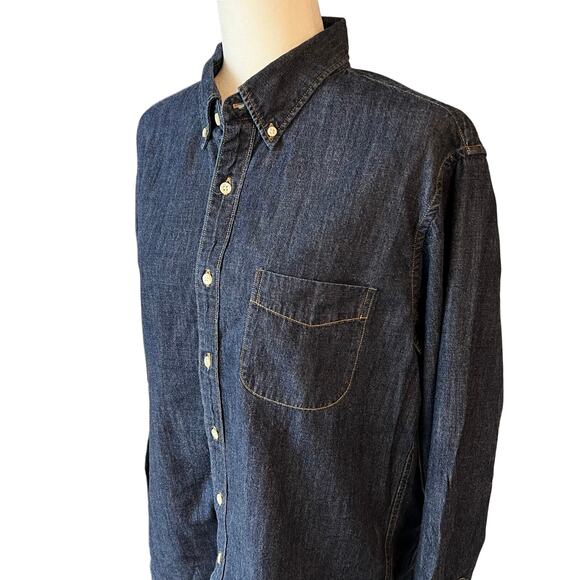 J Crew Indigo Cotton Chambray Womens Long Sleeve Button Down Shirt Preppy Large - Picture 2 of 7